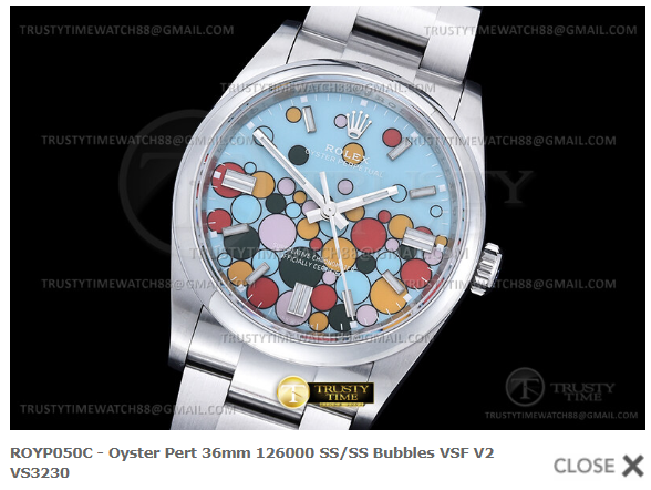 ROYP050C - Oyster Pert 36mm 126000 SS/SS Bubbles VSF V2 VS3230 $498