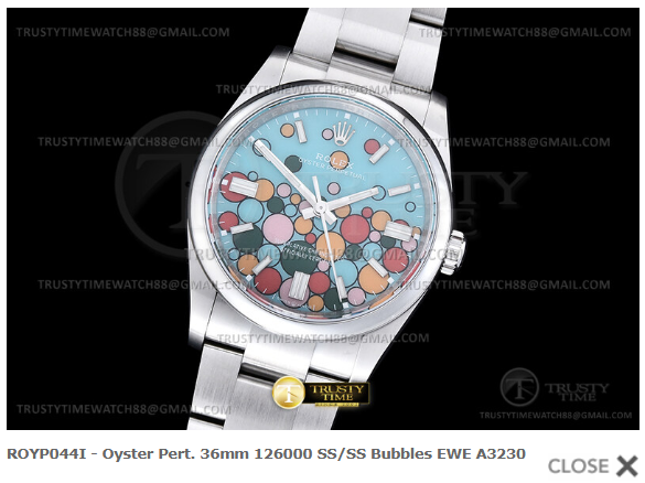 ROYP044I - Oyster Pert. 36mm 126000 SS/SS Bubbles EWE A3230 $298