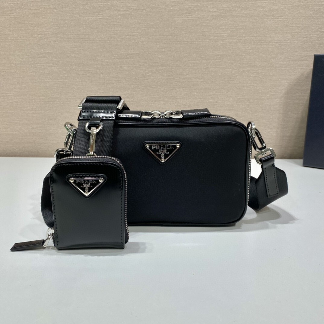 Prada Brique Saffiano leather crossbody bag with a removable pouch