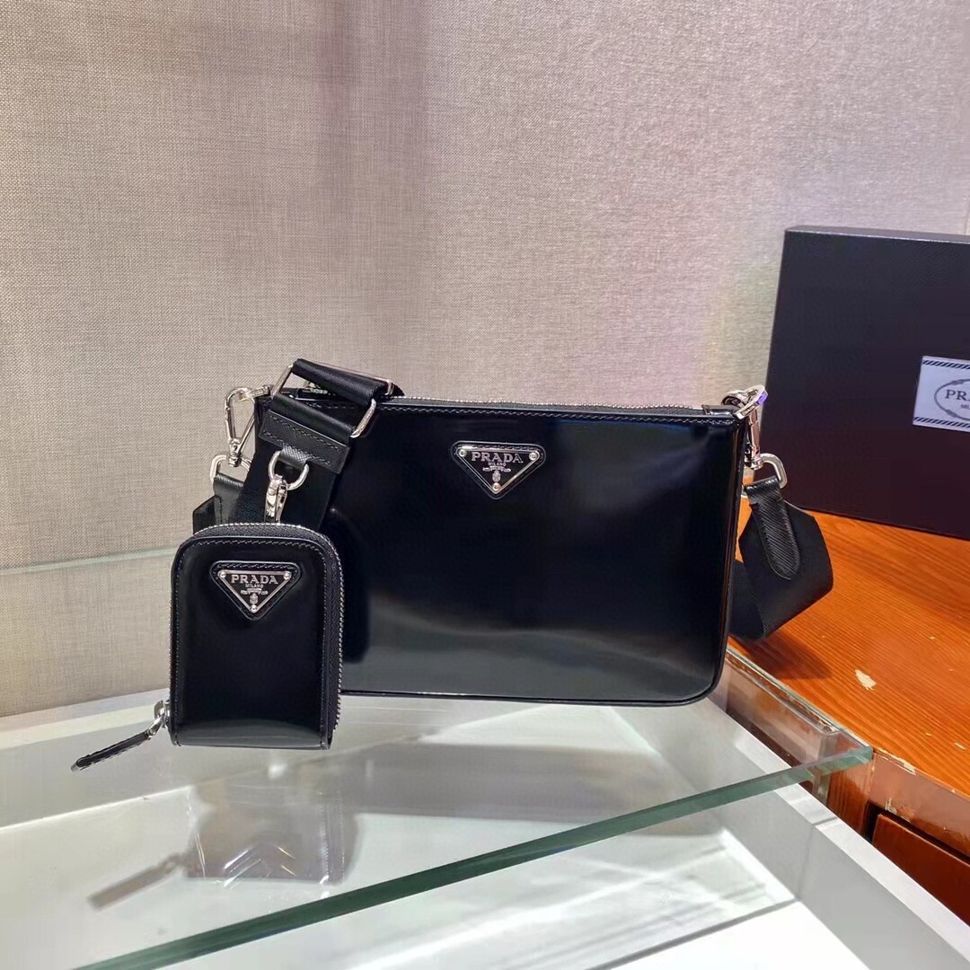 Prada Crossbody Bag Triangle Leather in black