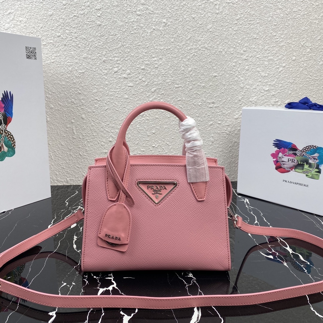 Prada Galleria Saffiano leather mini bag in pink.