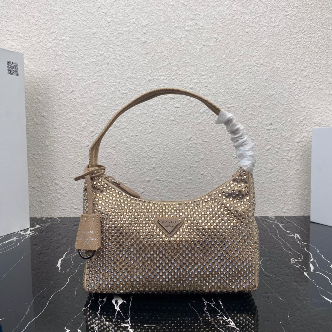Prada Re-Edition mini satin bag with crystals
