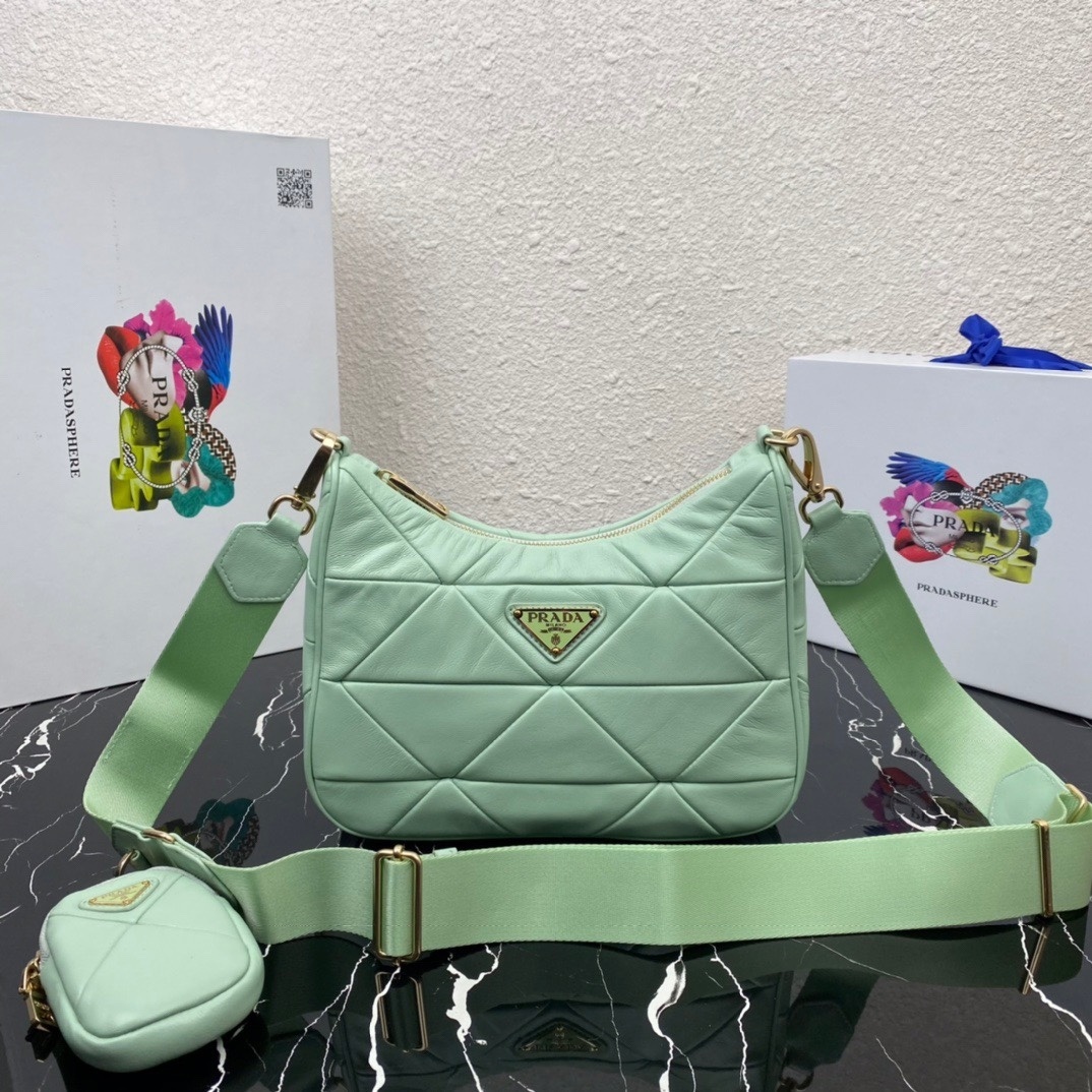 Prada padded nappa leather shoulder bag in mint green