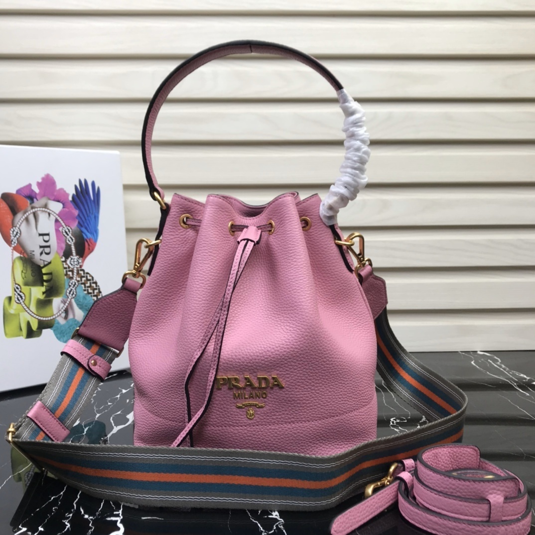 Prada Saffiano leather bucket bag in pink