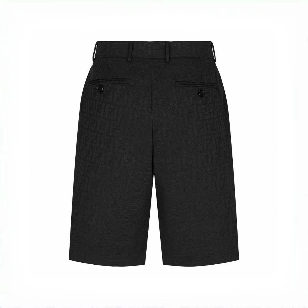 Fendi black fabric bermuda shorts with an FF motif jacquard