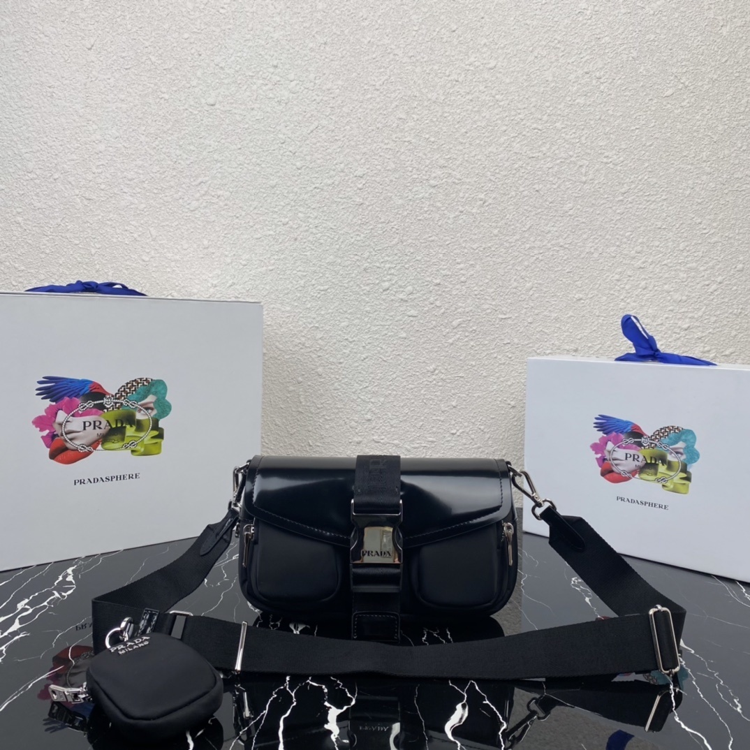 Prada Pocket Re-Nylon crossbody bag in black