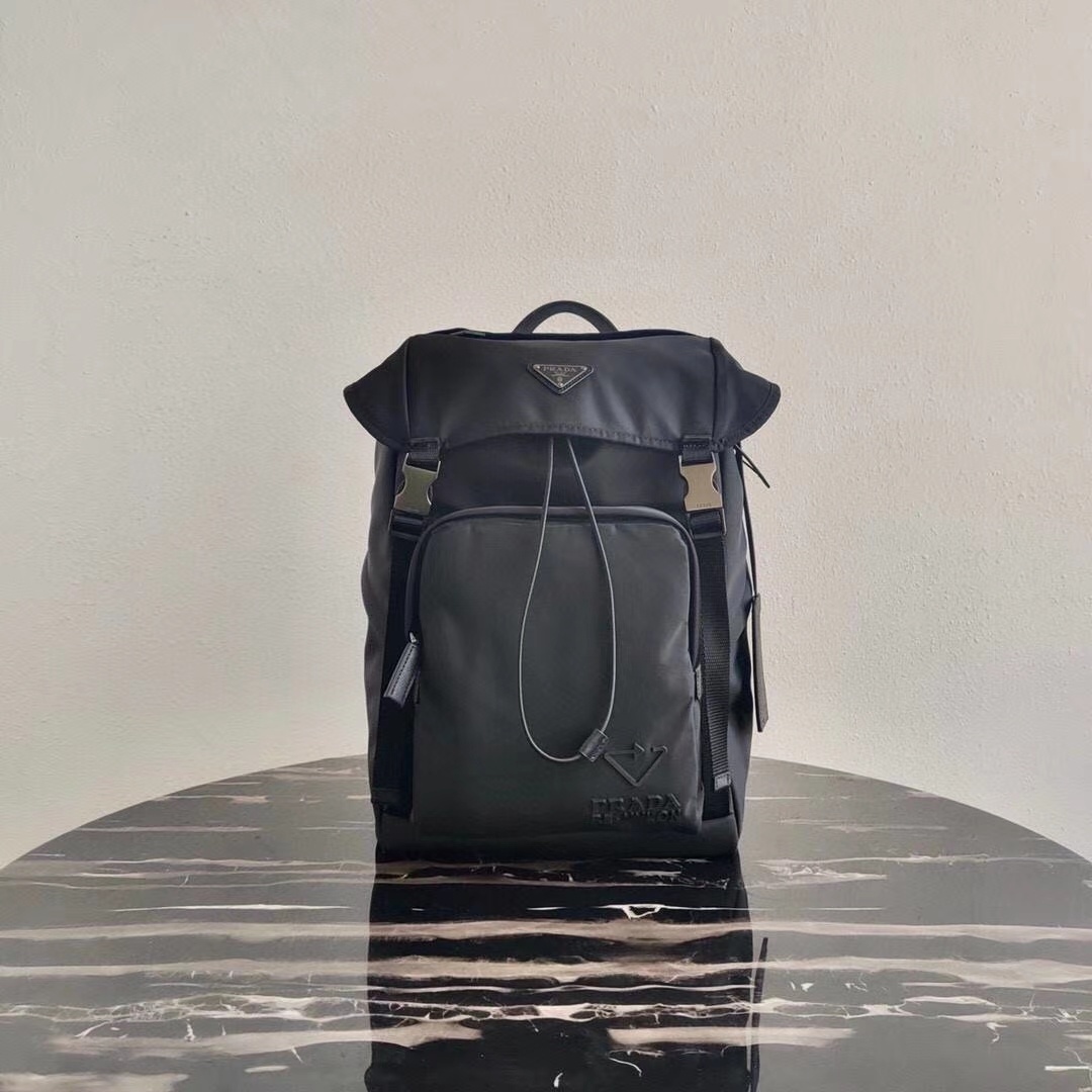 Prada Re-Nylon and Saffiano leather backpack in black