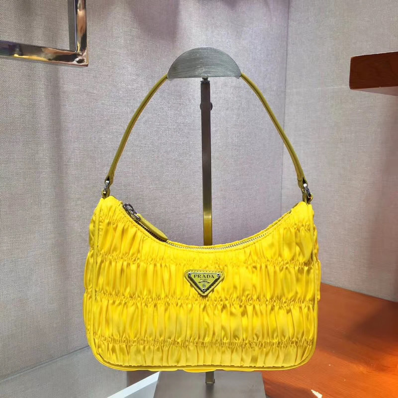 Prada Yellow Re-Nylon and Saffiano Leather Re-Edition 2005 Shoulder Bag