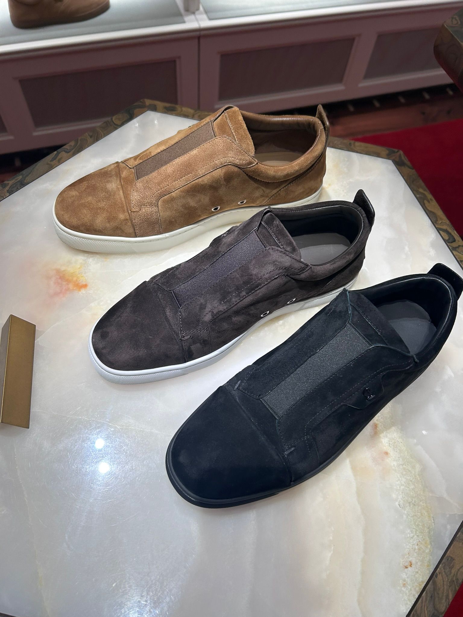 Zegna Triple Stitch suede slip-on sneakers