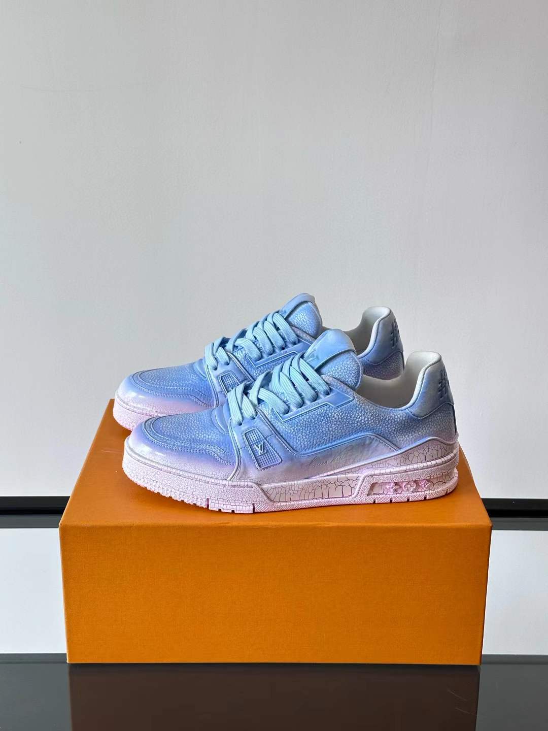LV Trainer sneaker in a blue pastel color scheme