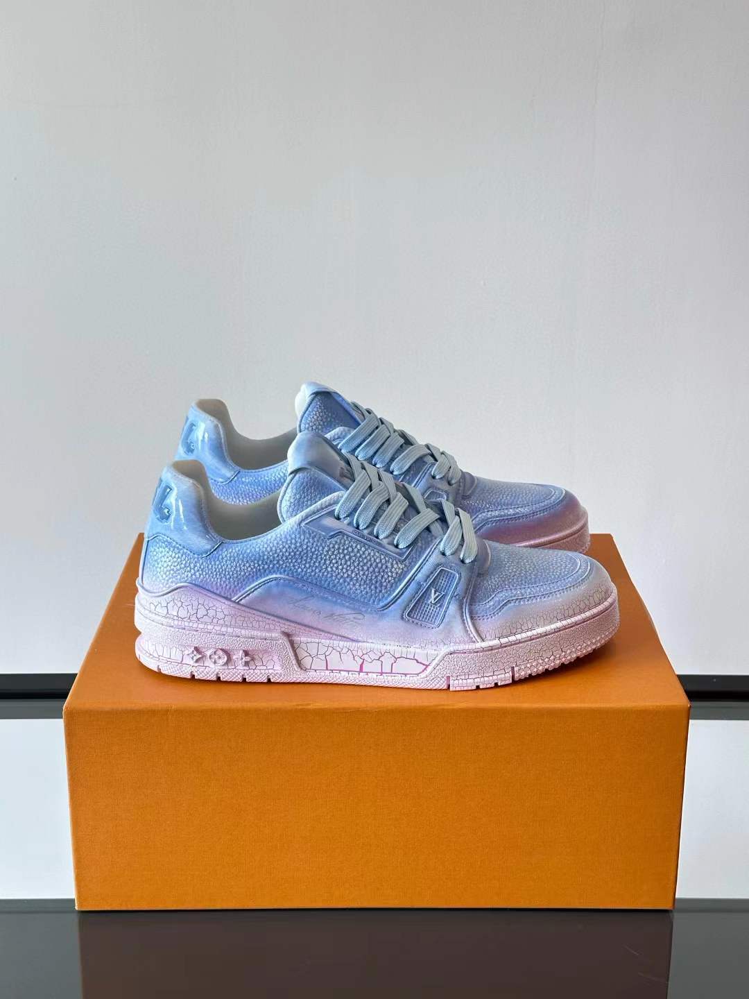 LV Trainer sneaker in a blue pastel color scheme