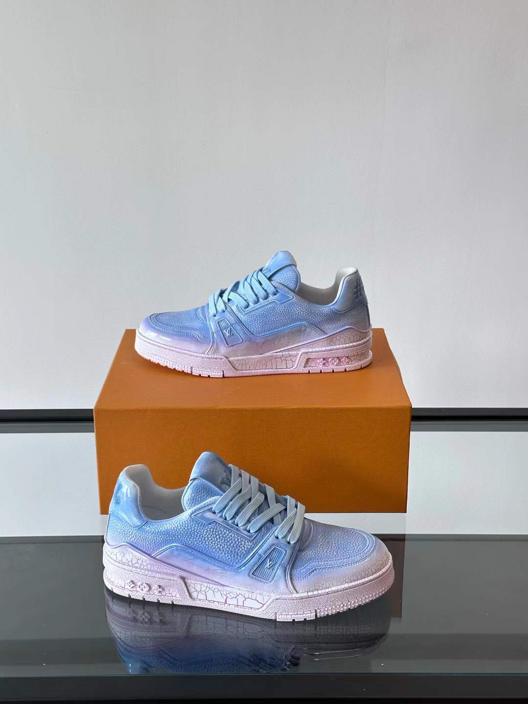 LV Trainer sneaker in a blue pastel color scheme