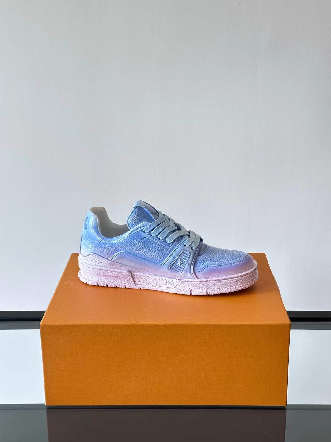 LV Trainer sneaker in a blue pastel color scheme