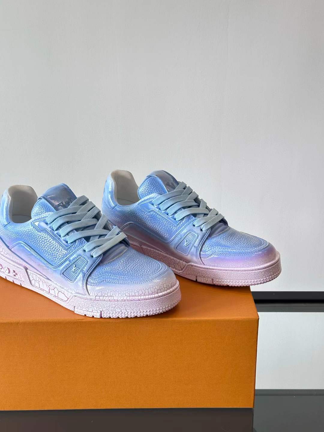 LV Trainer sneaker in a blue pastel color scheme