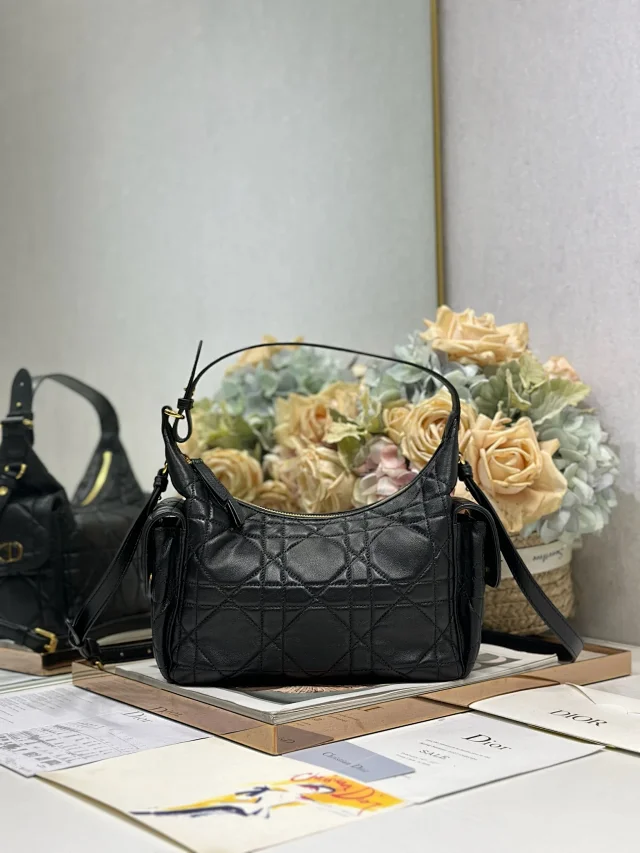 Dior Medium D-Dream Handbag in Black Lambskin