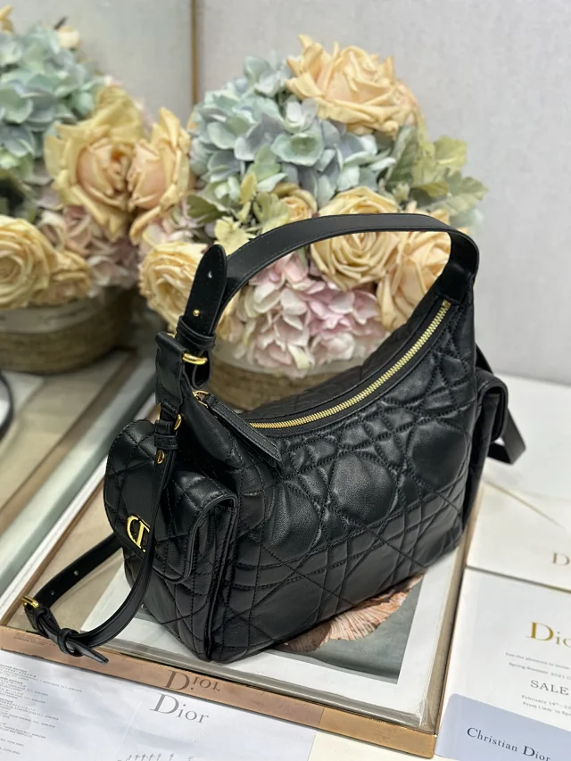 Dior Medium D-Dream Handbag in Black Lambskin
