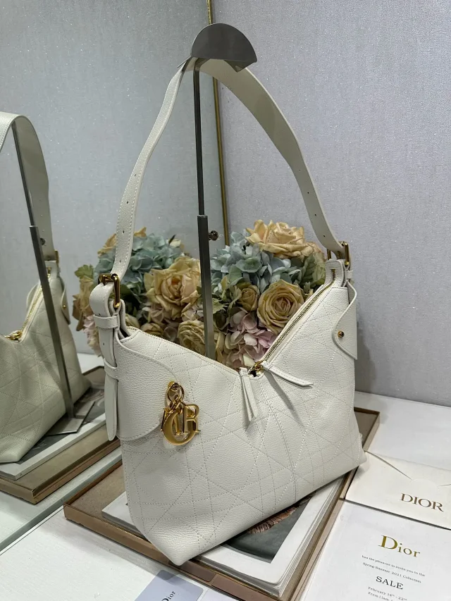 Dior Medium Voyage Handbag in Goat's Blood White