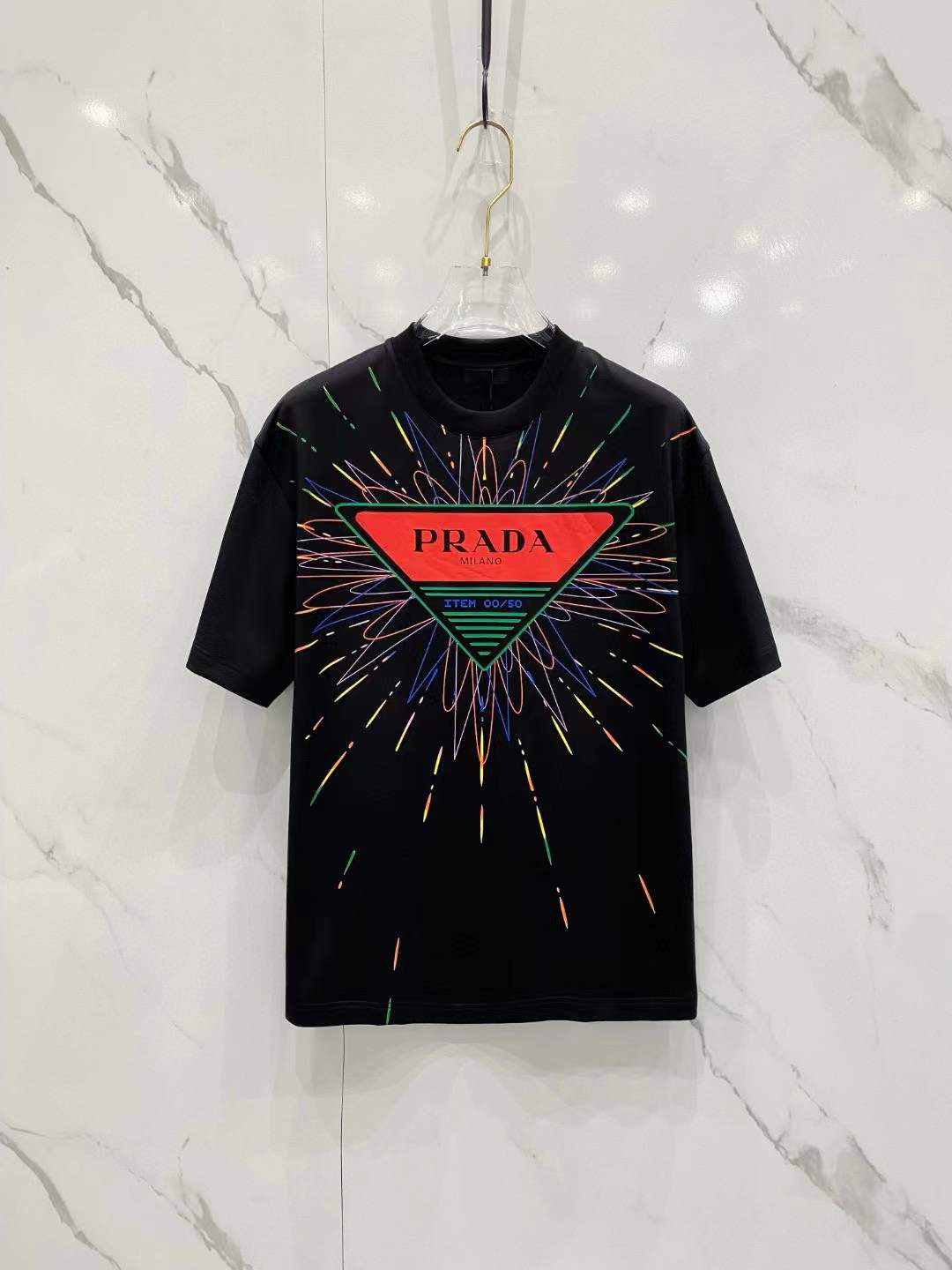 Prada black T-shirt with a graphic logo design