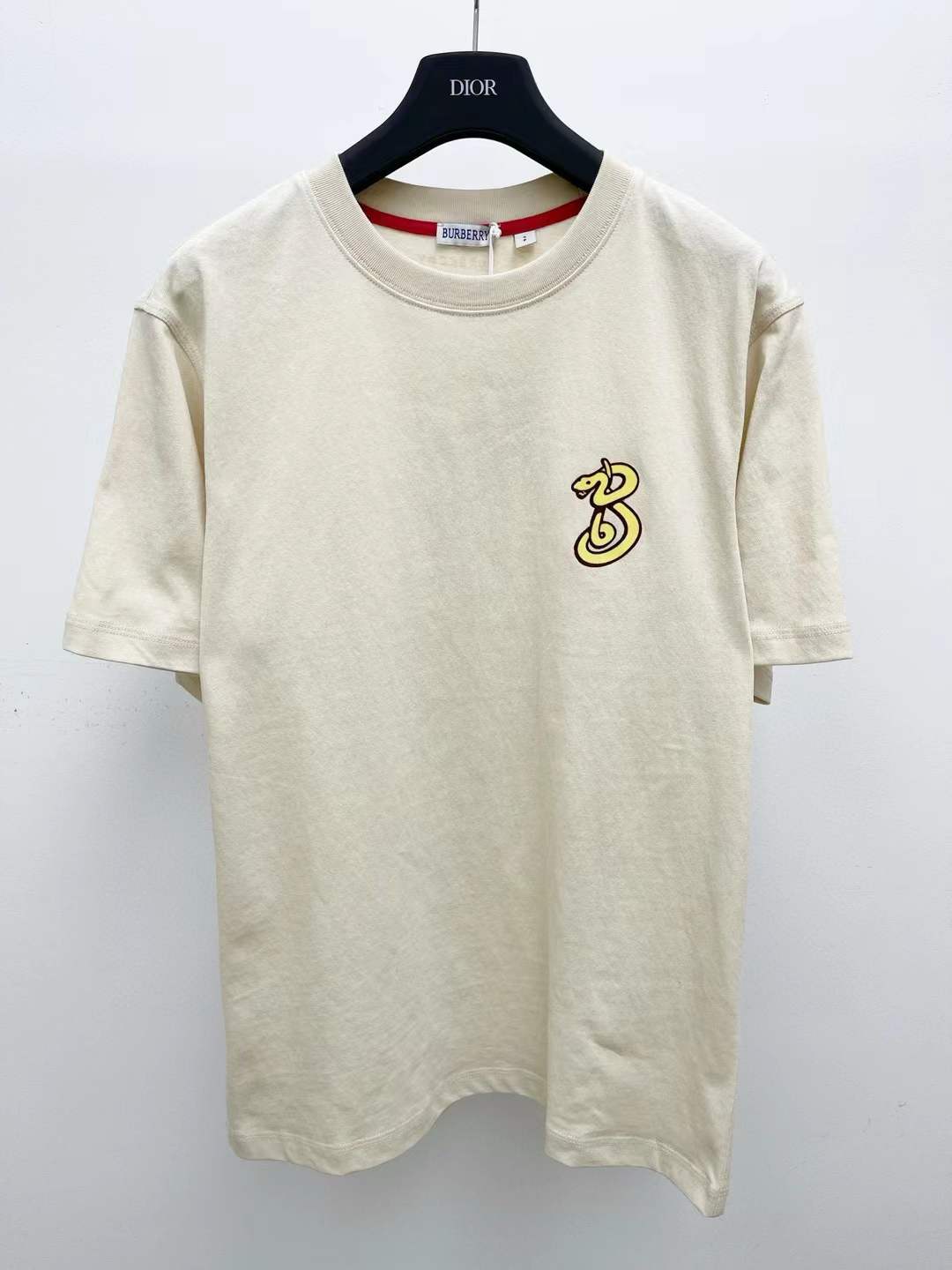 Burberry T-shirt in cotton with an embroidered Thomas Burberry monogram on the chest