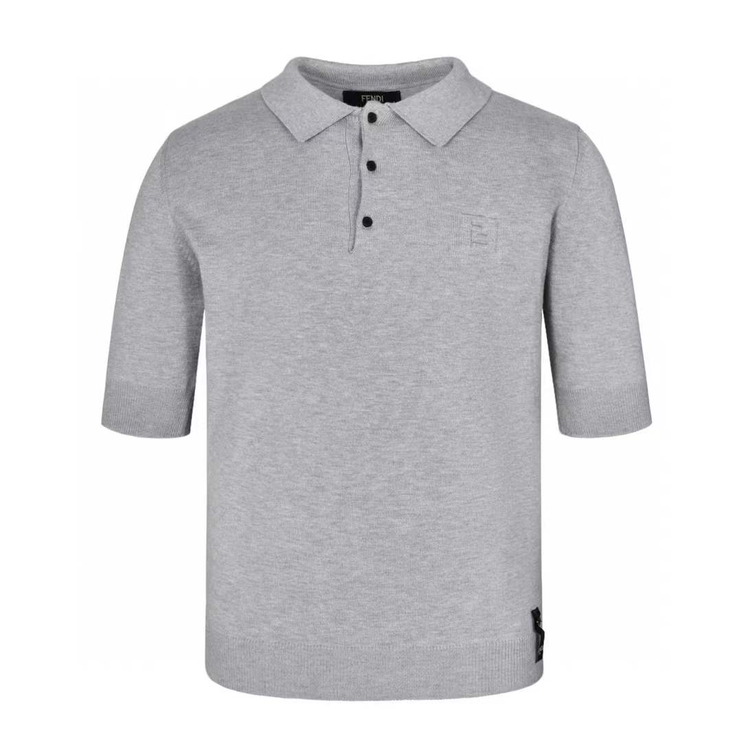 fendi DSQUARED2 D2 polo shirt in light grey cotton with a fine knit and mélange effect