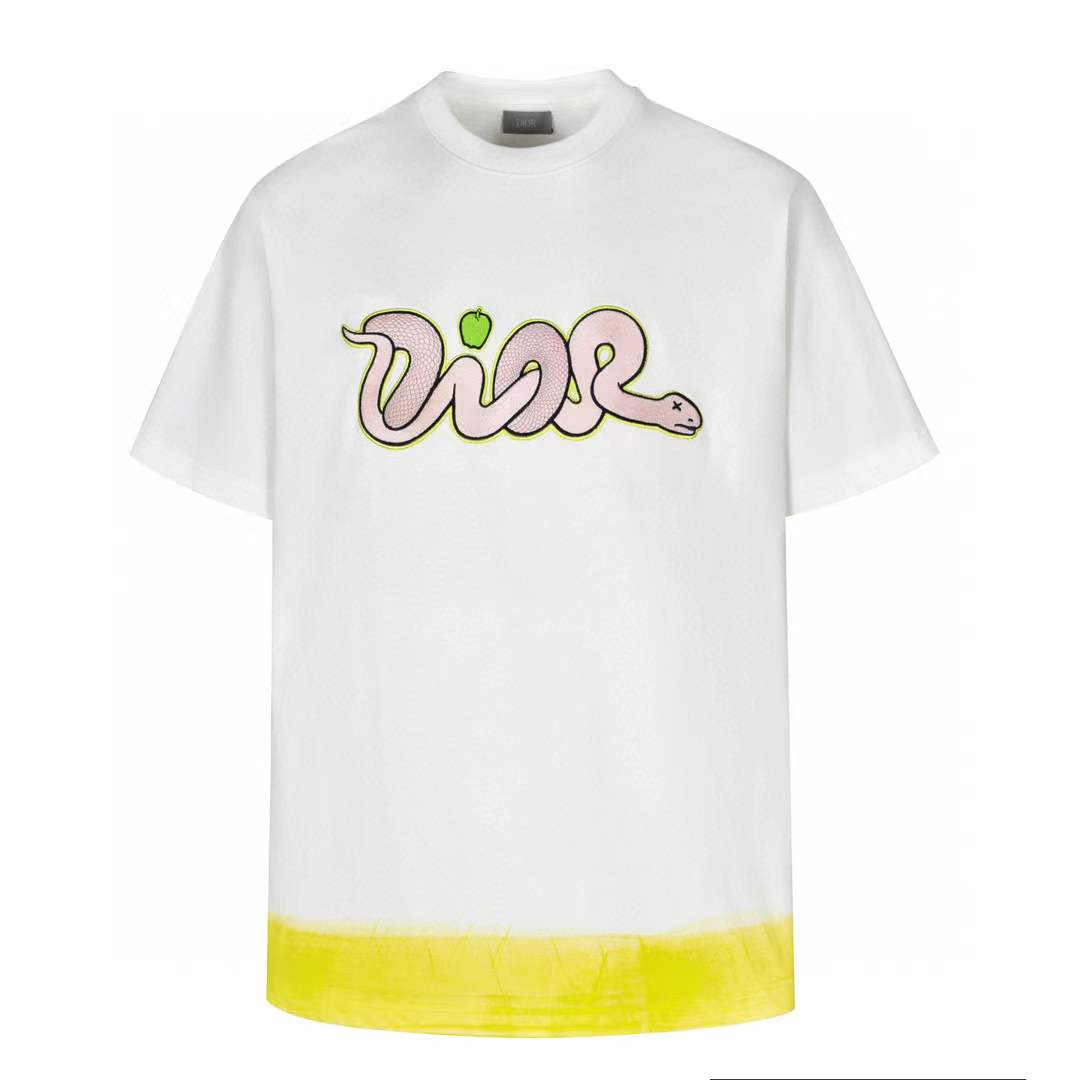 Dior x Kaws relaxed-fit t-shirt in white and yellow cotton jersey