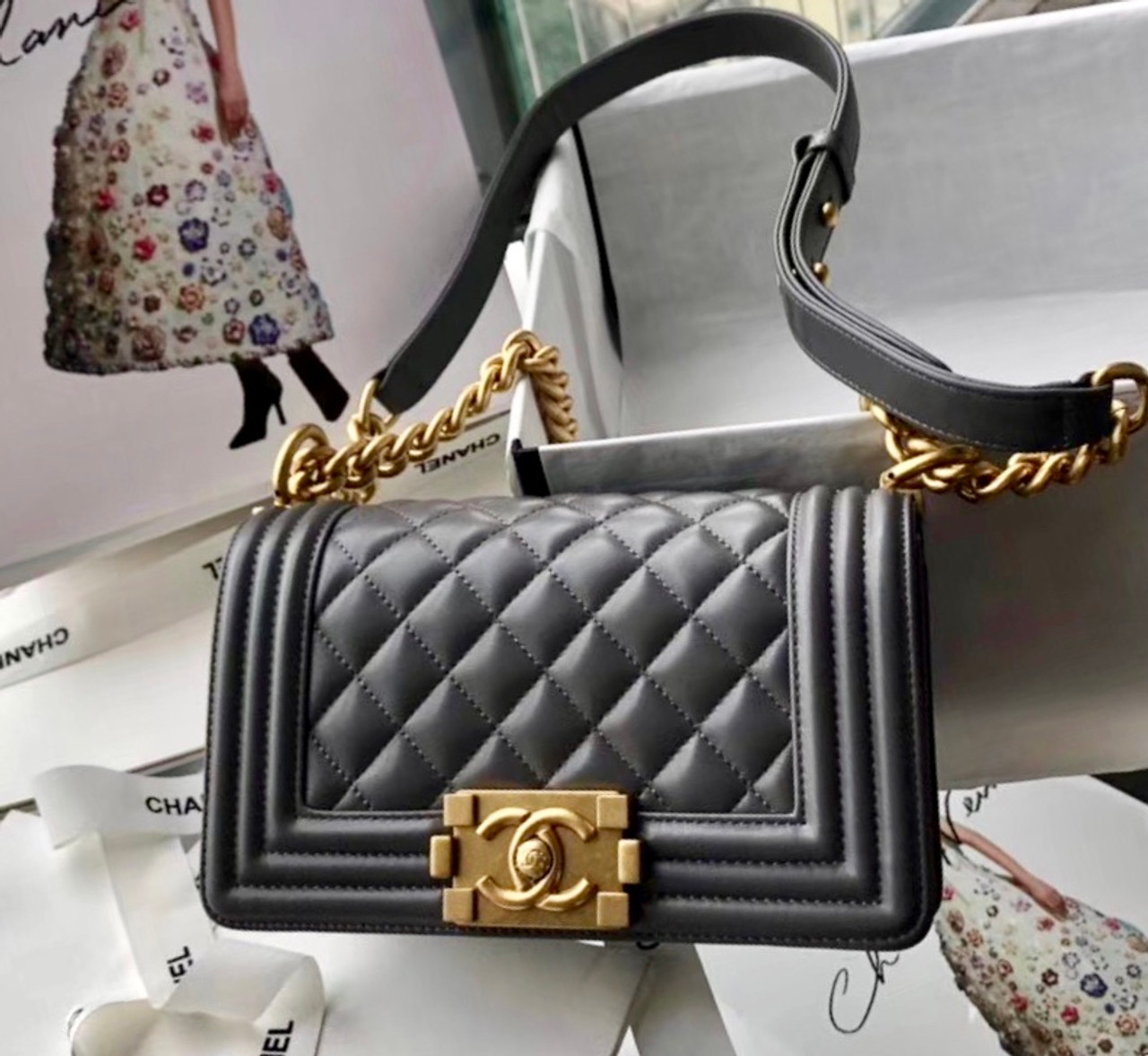 Chanel Small BOY CHANEL Handbag Grey