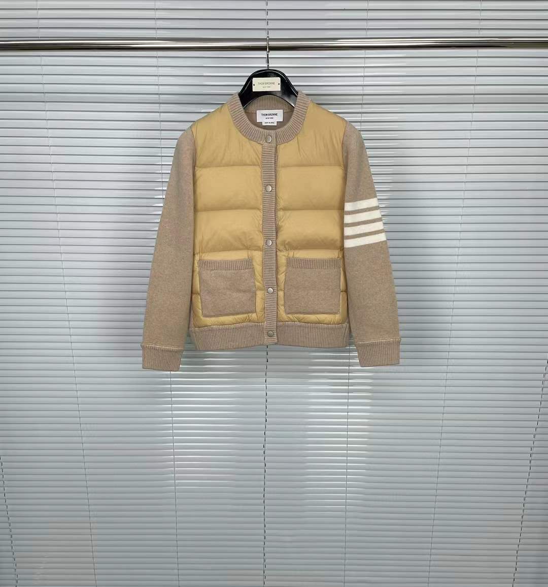 Thom Browne 4-Bar Knitted Paneled Down Jacket