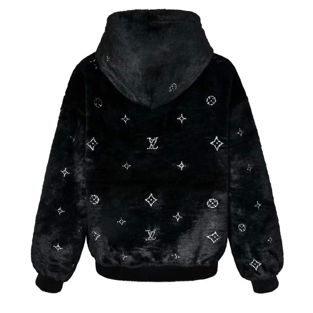LV Monogram Embellished Shearling Hoodie