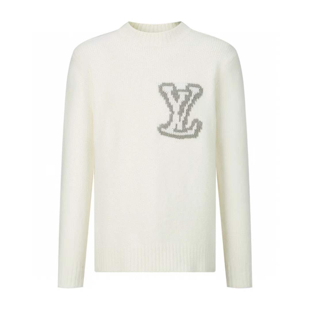 LV Intarsia Crewneck in Off-White wool blend sweater