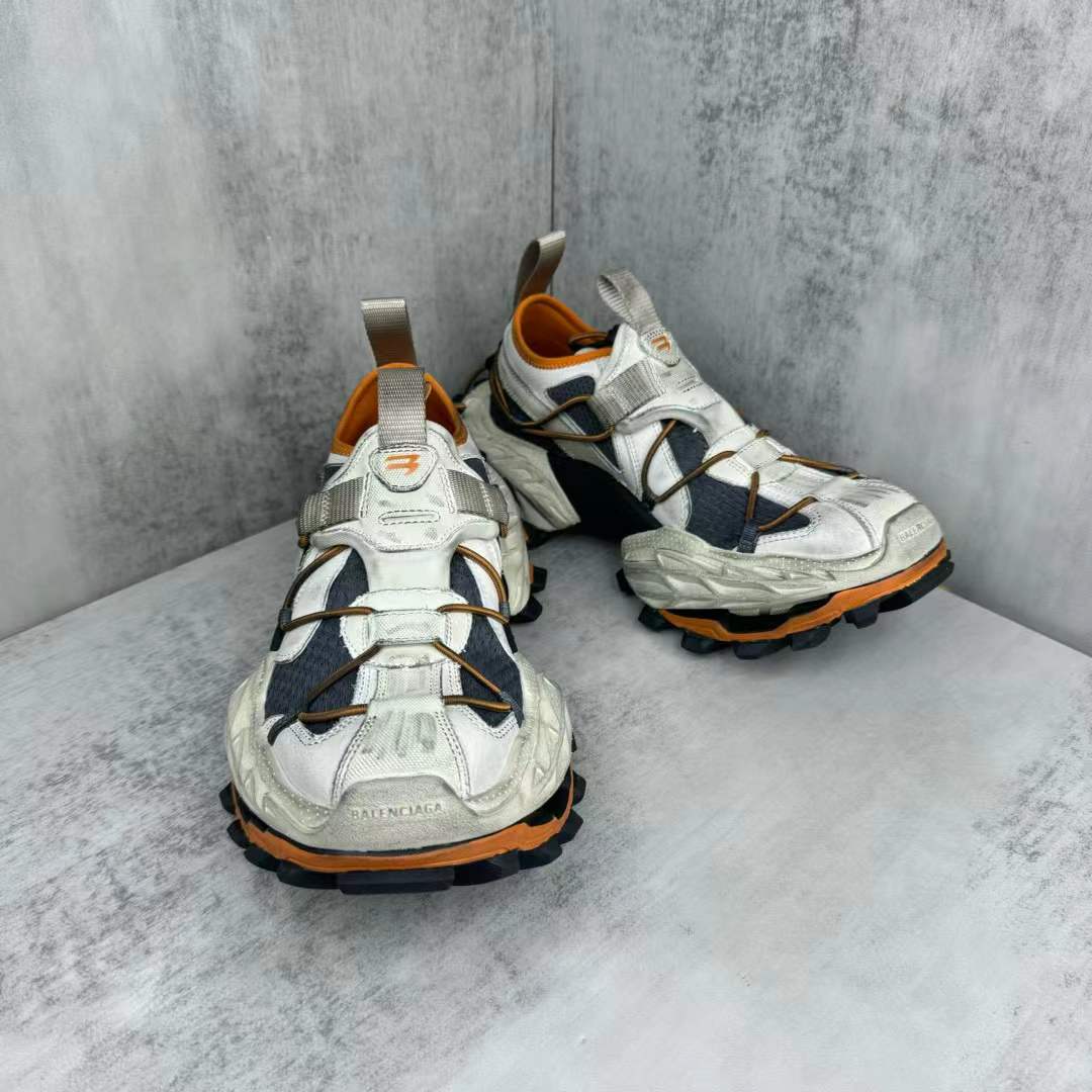Balenciaga Hike sneaker in beige and orange with a distressed mesh upper