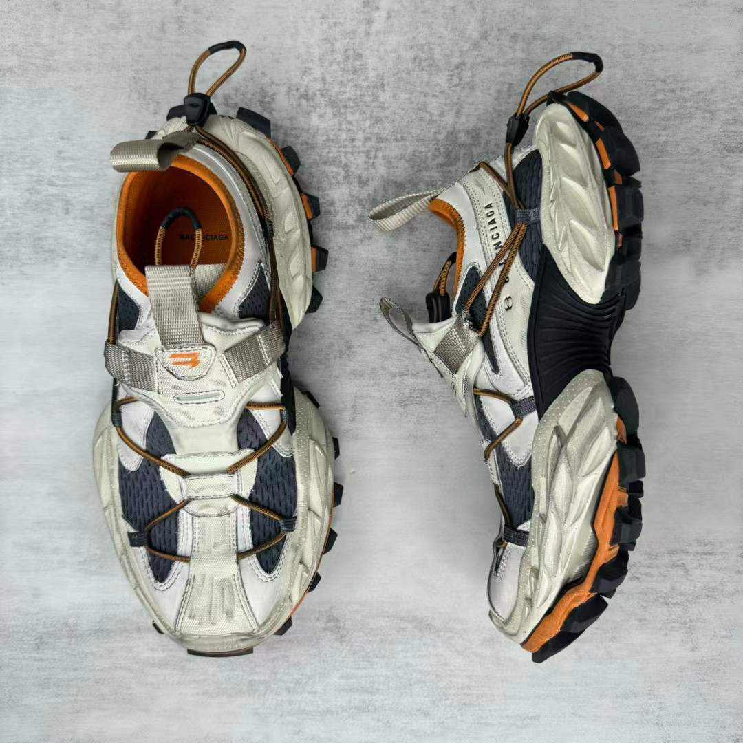 Balenciaga Hike sneaker in beige and orange with a distressed mesh upper