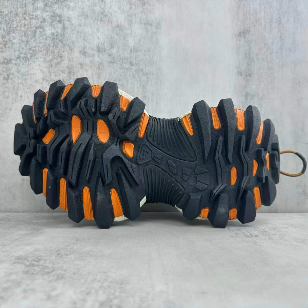 Balenciaga Hike sneaker in beige and orange with a distressed mesh upper