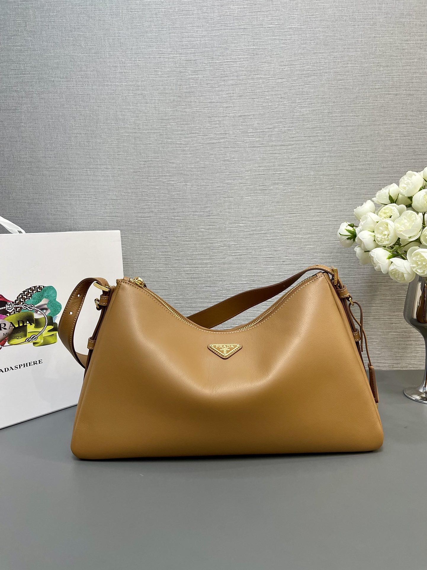Prada Aimée shoulder bag in brown nappa or calf leather