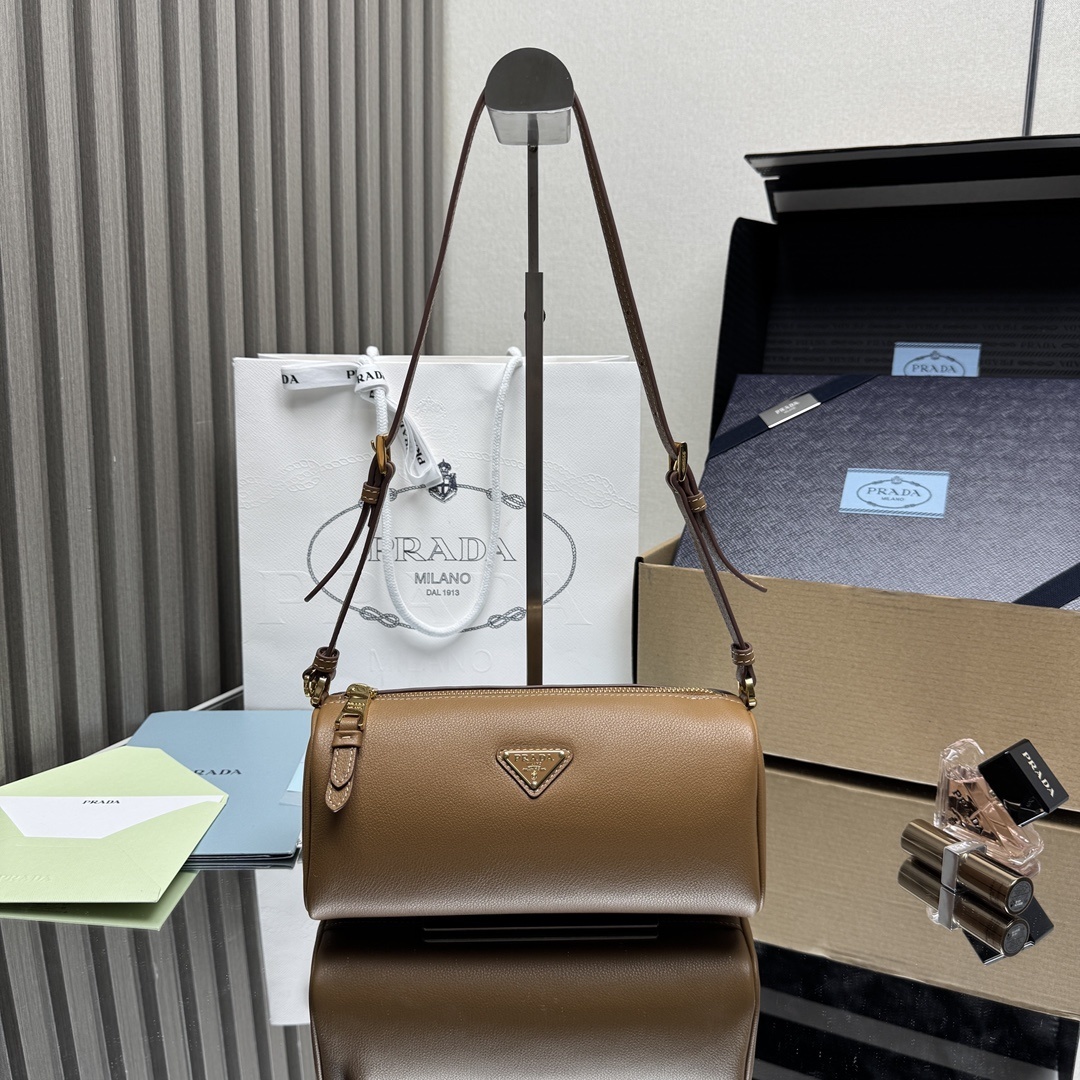 Prada leather pouch in the caramel color