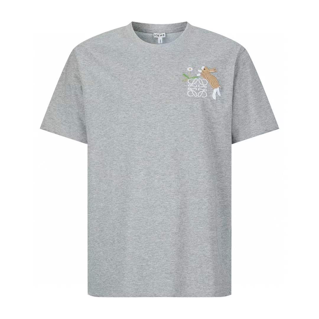 LOEWE x Suna Fujita Anagram logo-embroidered cotton-jersey T-shirt in gray