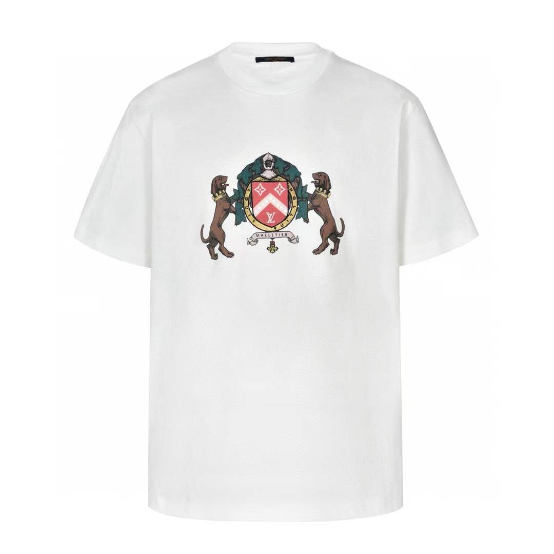 LV Embellished Cotton T-Shirt with an LV Dog insignia