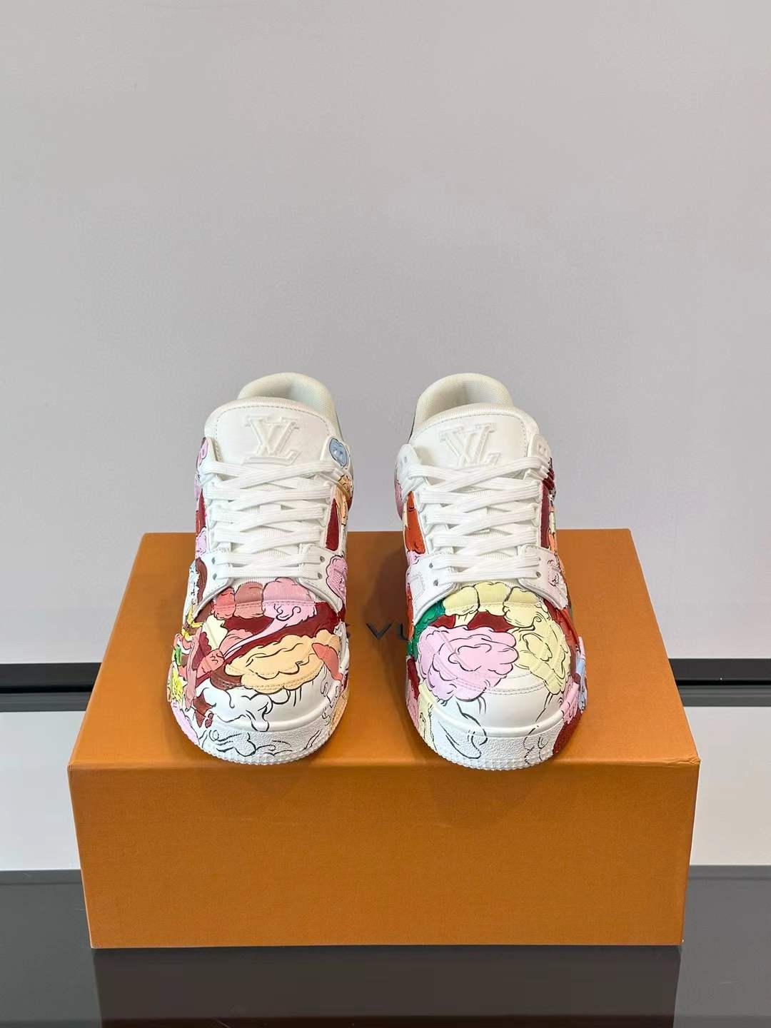 LV Trainer ART Collaborative Sneaker in the "White Canvas