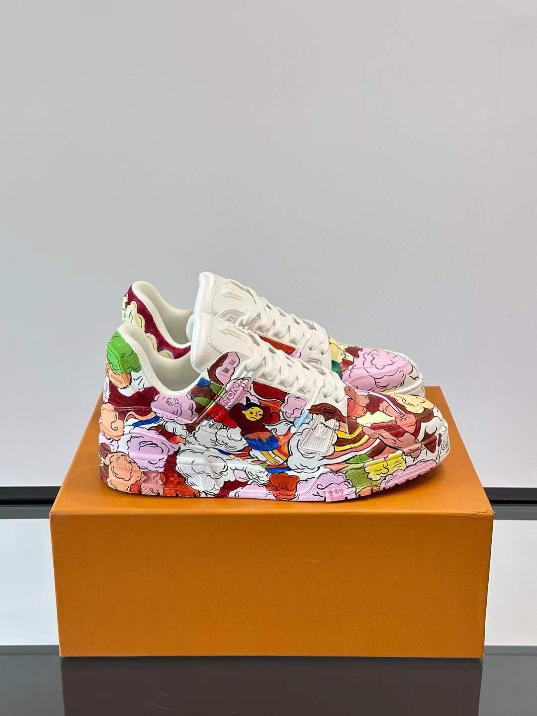 LV Trainer ART Collaborative Sneaker in the "White Canvas