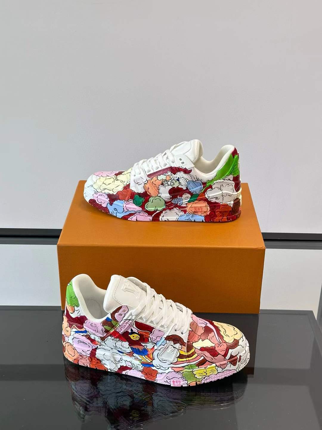 LV Trainer ART Collaborative Sneaker in the "White Canvas