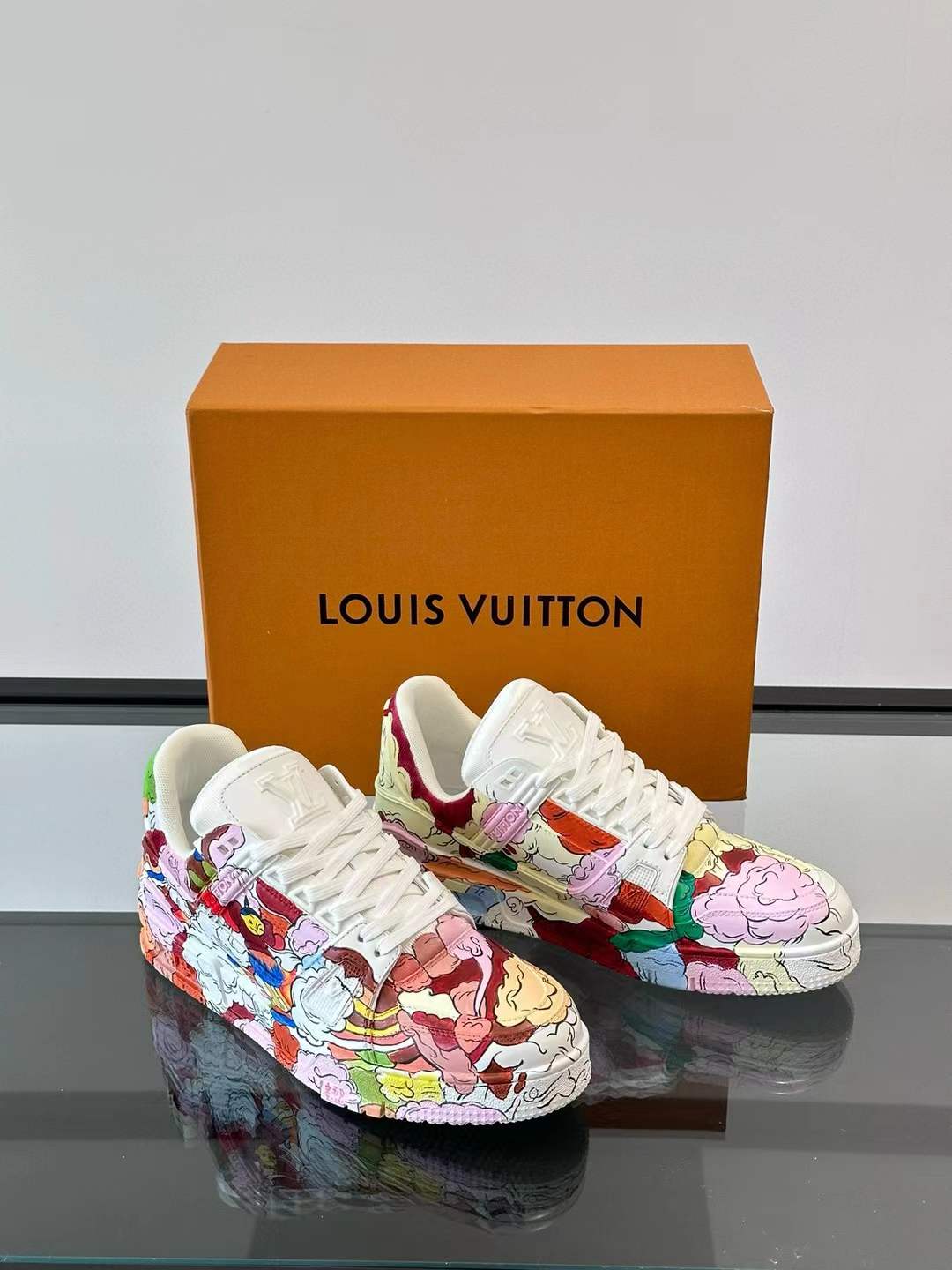 LV Trainer ART Collaborative Sneaker in the "White Canvas