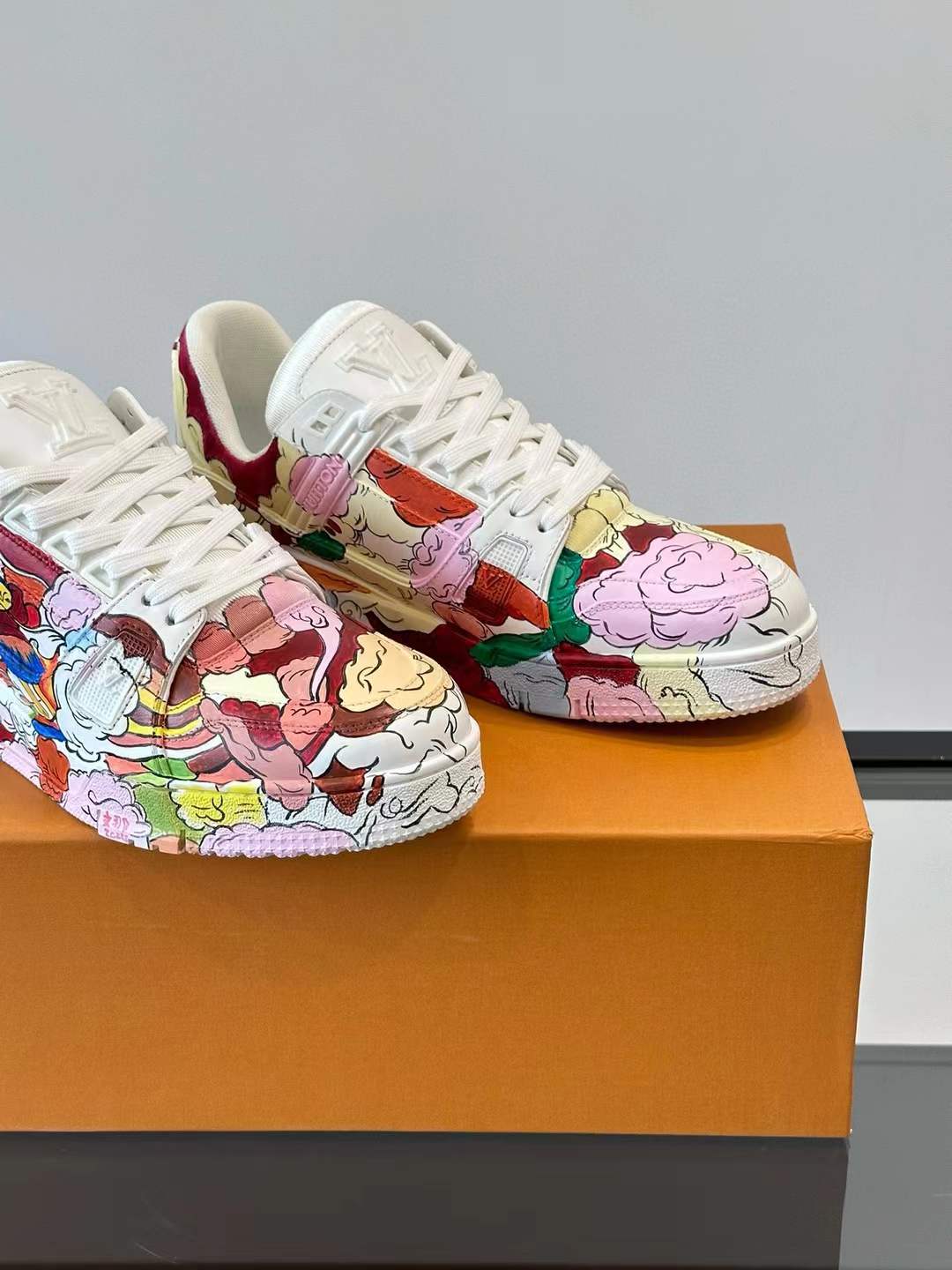 LV Trainer ART Collaborative Sneaker in the "White Canvas