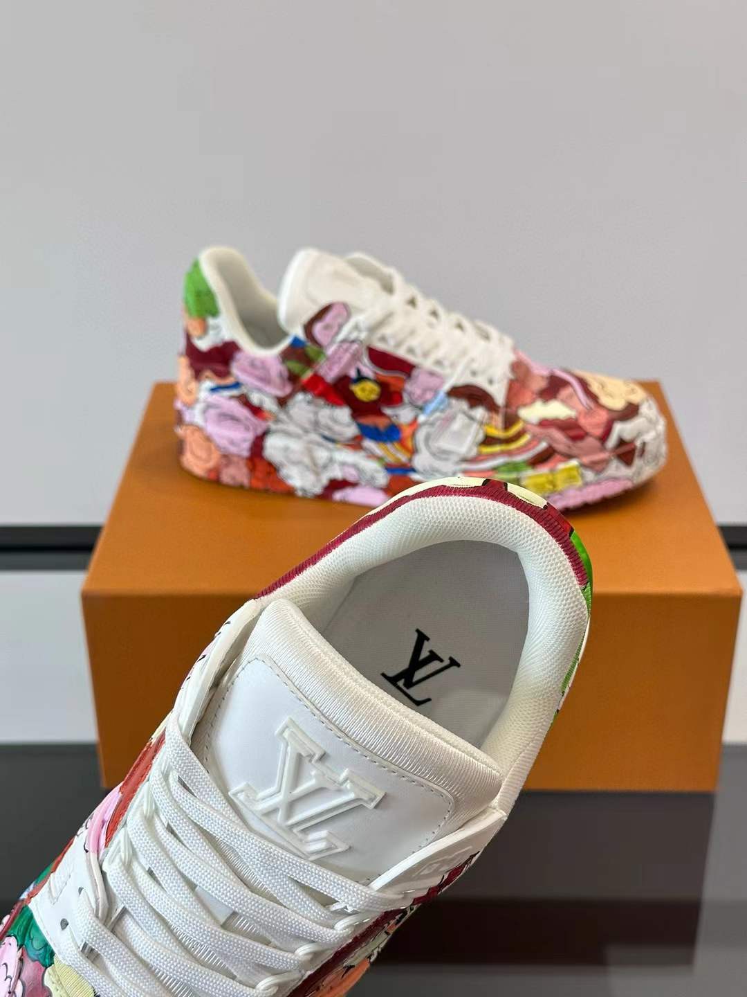 LV Trainer ART Collaborative Sneaker in the "White Canvas