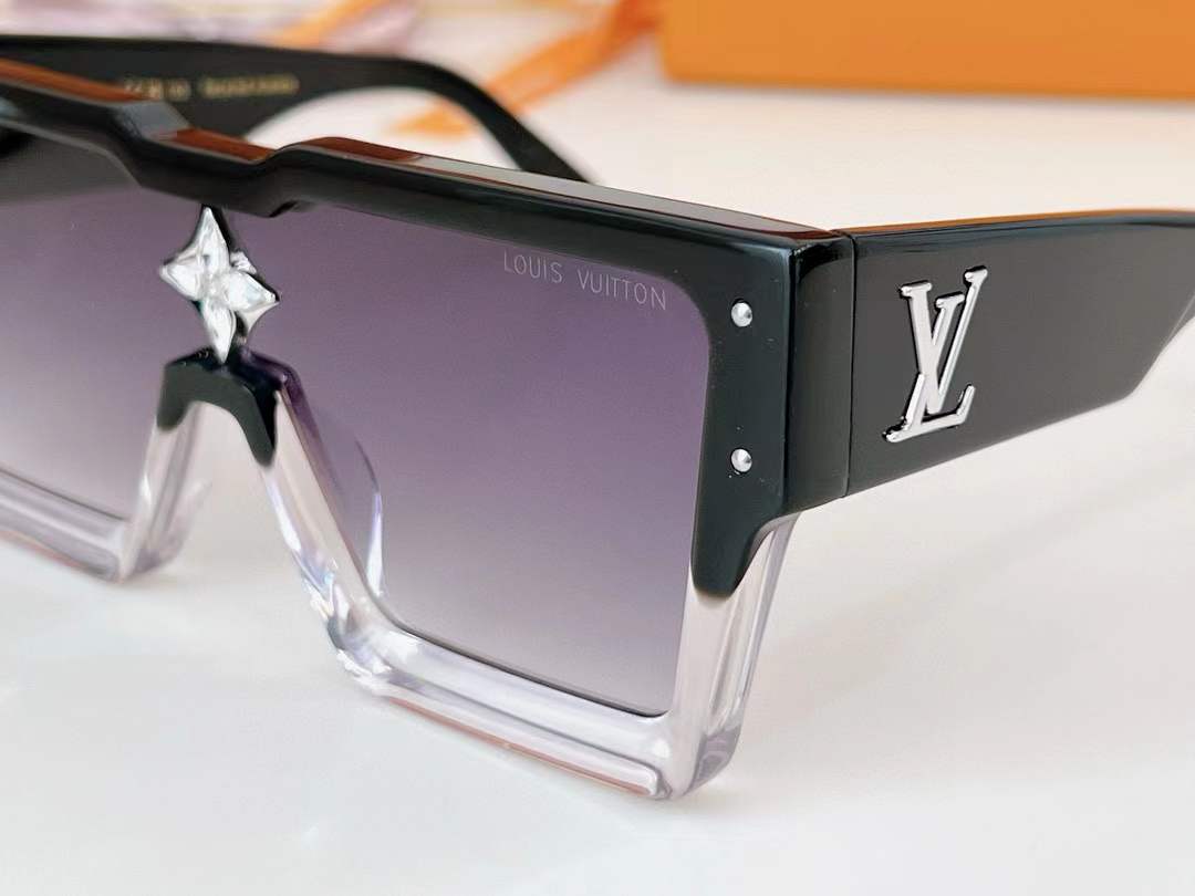 LV Cyclone sunglasses in black acetate with clear bottoms and gradient lenses