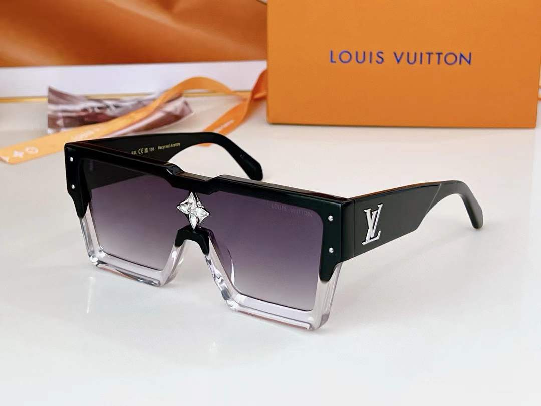 LV Cyclone sunglasses in black acetate with clear bottoms and gradient lenses