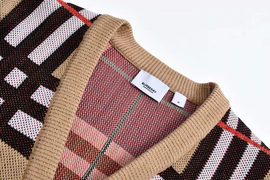 Burberry Check Technical Cotton Blend Cardigan in archive beige