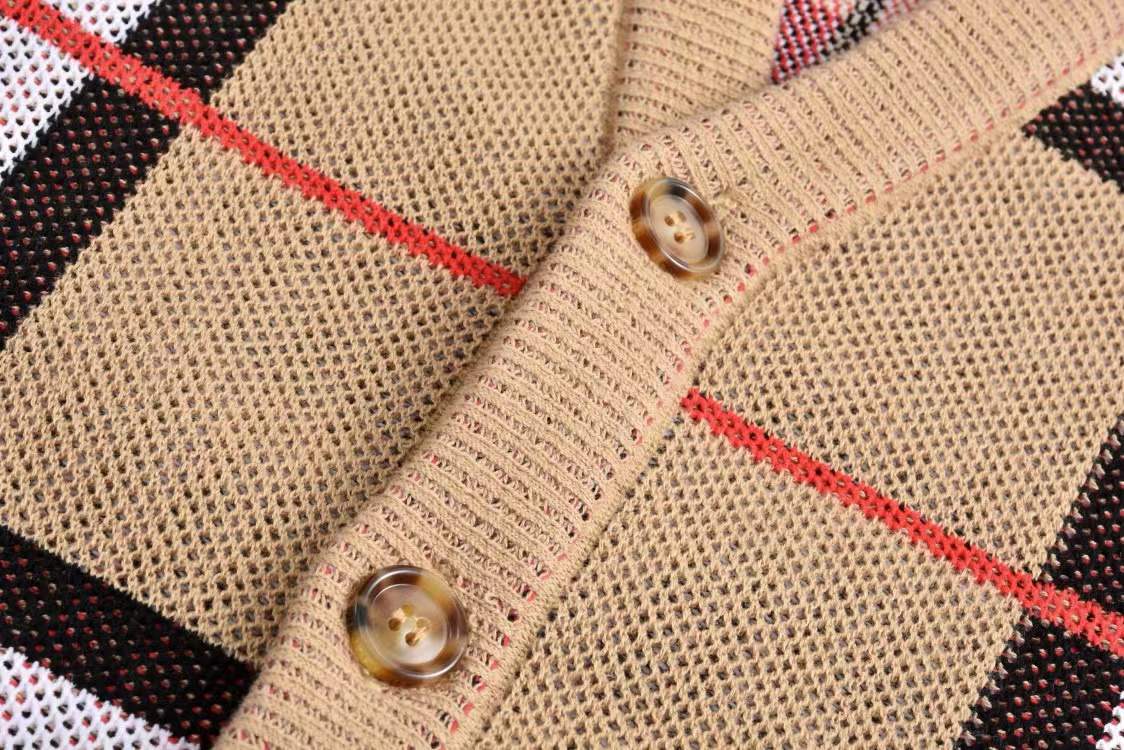 Burberry Check Technical Cotton Blend Cardigan in archive beige