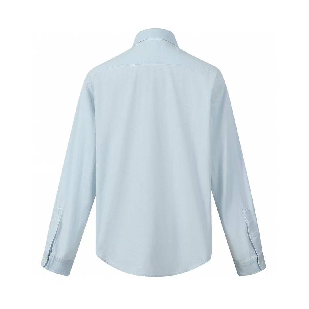 Miu Miu light blue chambray shirt in cotton with a logo patch