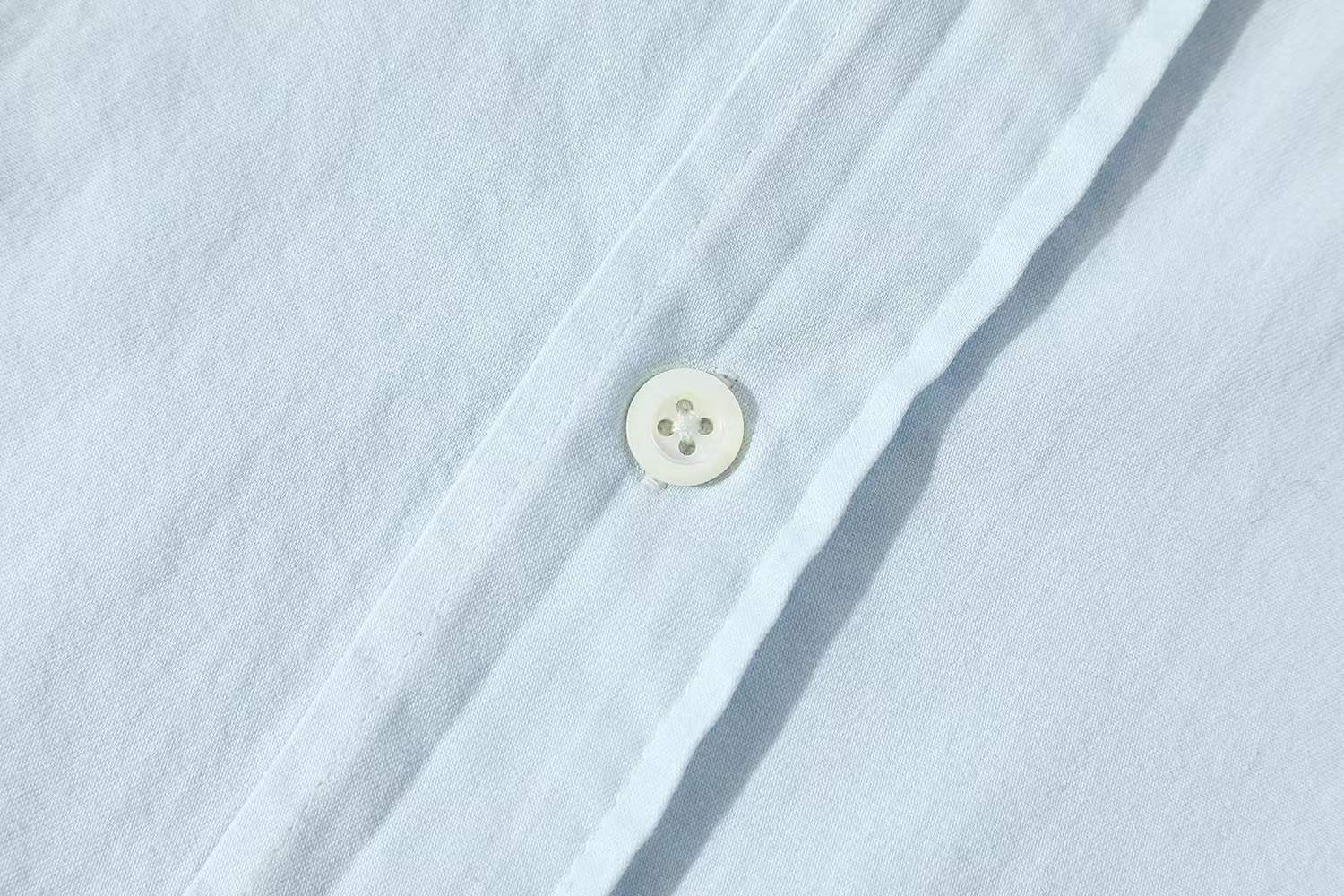 Miu Miu light blue chambray shirt in cotton with a logo patch