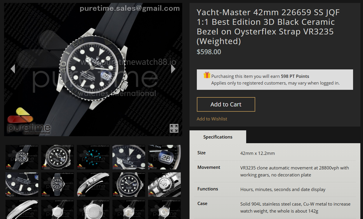 Yacht-Master 42mm 226659 SS JQF 1:1 Best Edition 3D Black Ceramic Bezel on Oysterflex Strap VR3235 (Weighted) $598