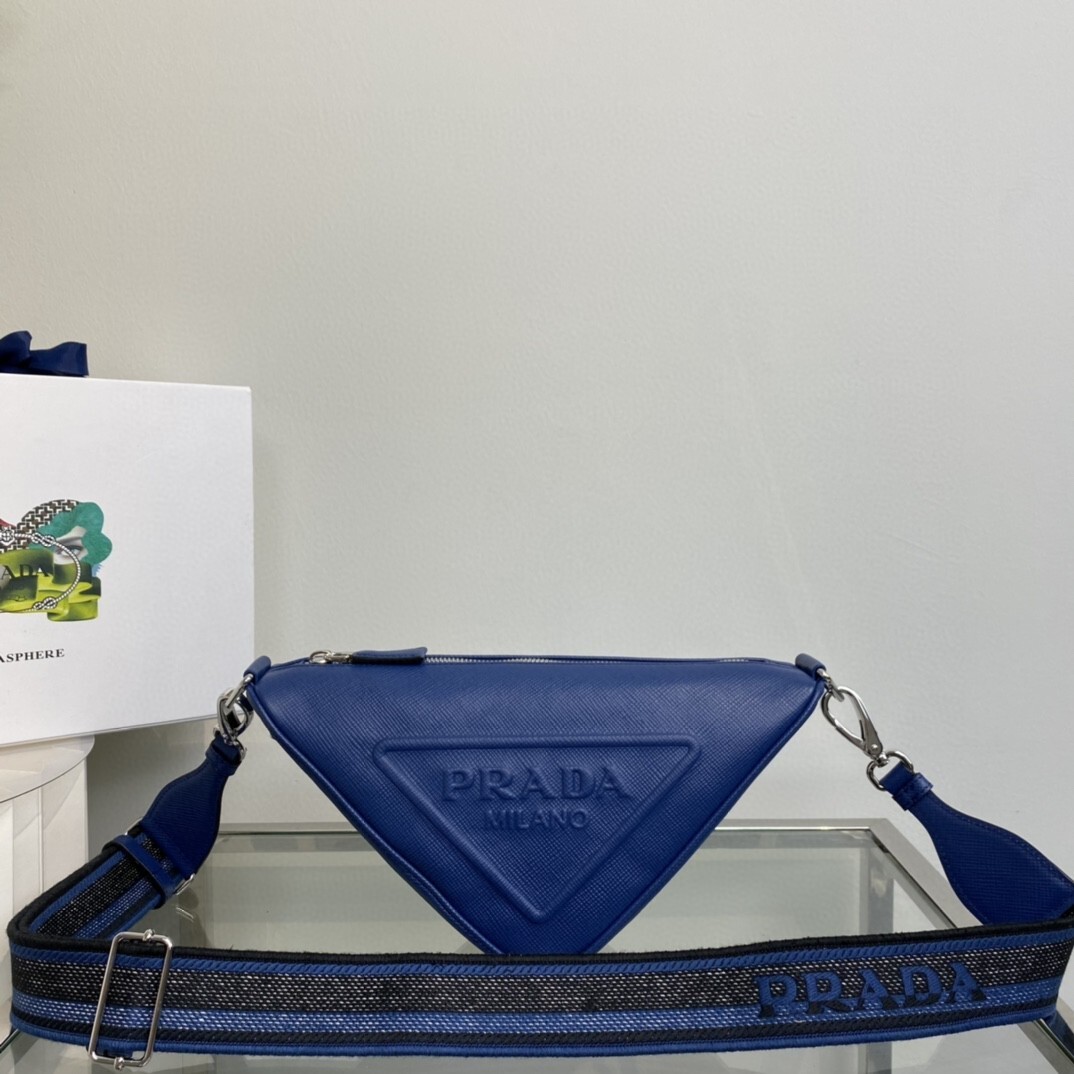 Prada Triangle leather shoulder bag blue